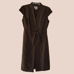 Karin Stevens Women's Short Sleeve Dress Button Front Size 10 Brown, gently worn